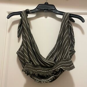 Vintage Havana Black and White Striped Crop Top